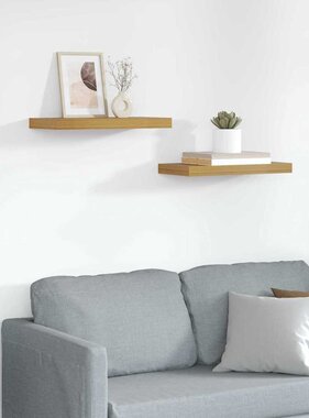 VidaXL Wandplank met opslag 2 pcs Beige 50 x 23 x 4 cm Bewerkt hout