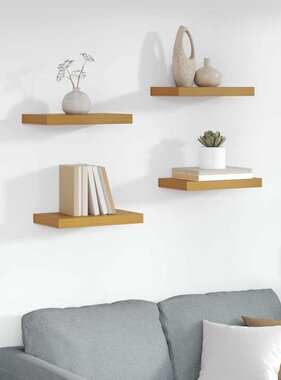 VidaXL Wandplank met opslag 4 pcs Beige 40 x 23,5 x 4 cm Bewerkt hout
