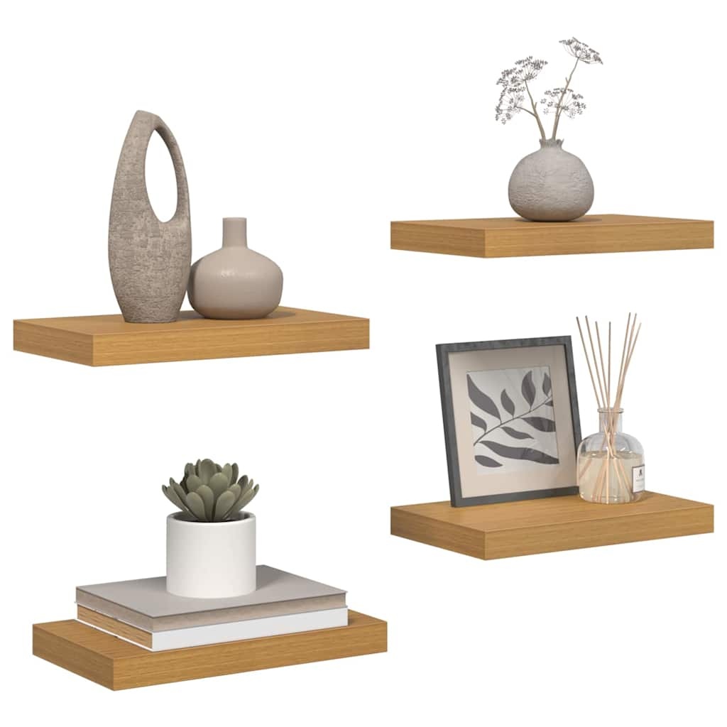 VidaXL Wandplank met opslag 4 pcs Beige 40 x 23,5 x 4 cm Bewerkt hout