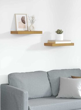 VidaXL Wandplank met opslag 2 pcs Beige 40 x 23,5 x 4 cm Bewerkt hout