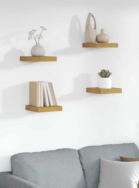 VidaXL Wandplank met opslag 4 pcs Beige 23 x 23,5 x 4 cm Bewerkt hout