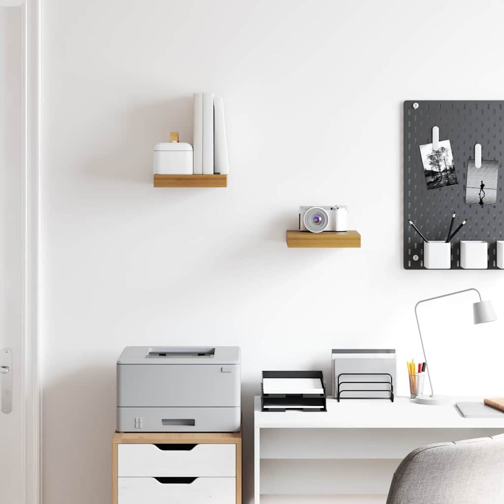 VidaXL Wandplank met opslag 2 pcs Beige 23 x 23,5 x 4 cm Bewerkt hout