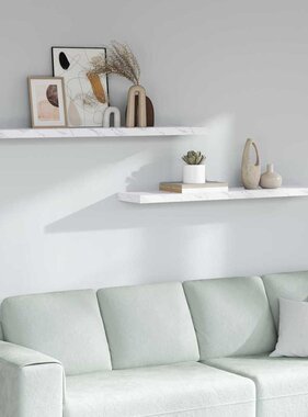 VidaXL Wandplank 2 pcs Wit Marmer 120 x 23,5 x 4 cm Bewerkt hout