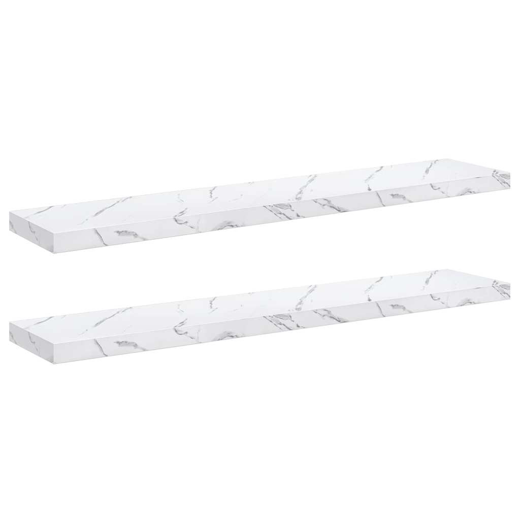 VidaXL Wandplank 2 pcs Wit Marmer 120 x 23,5 x 4 cm Bewerkt hout