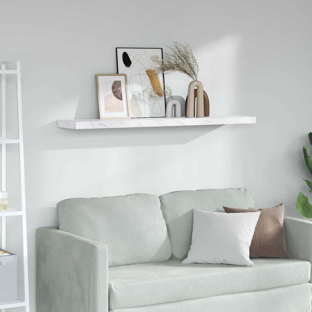 VidaXL Wandplank met opslag Wit Marmer 120 x 23,5 x 4 cm Bewerkt hout