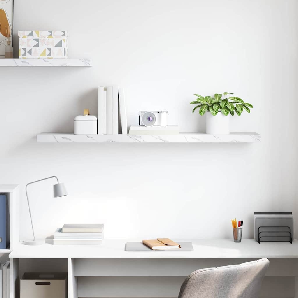 VidaXL Wandplank met opslag Wit Marmer 120 x 23,5 x 4 cm Bewerkt hout