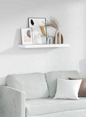 VidaXL Wandplank met opslag Wit Marmer 90 x 23,5 x 4 cm Bewerkt hout