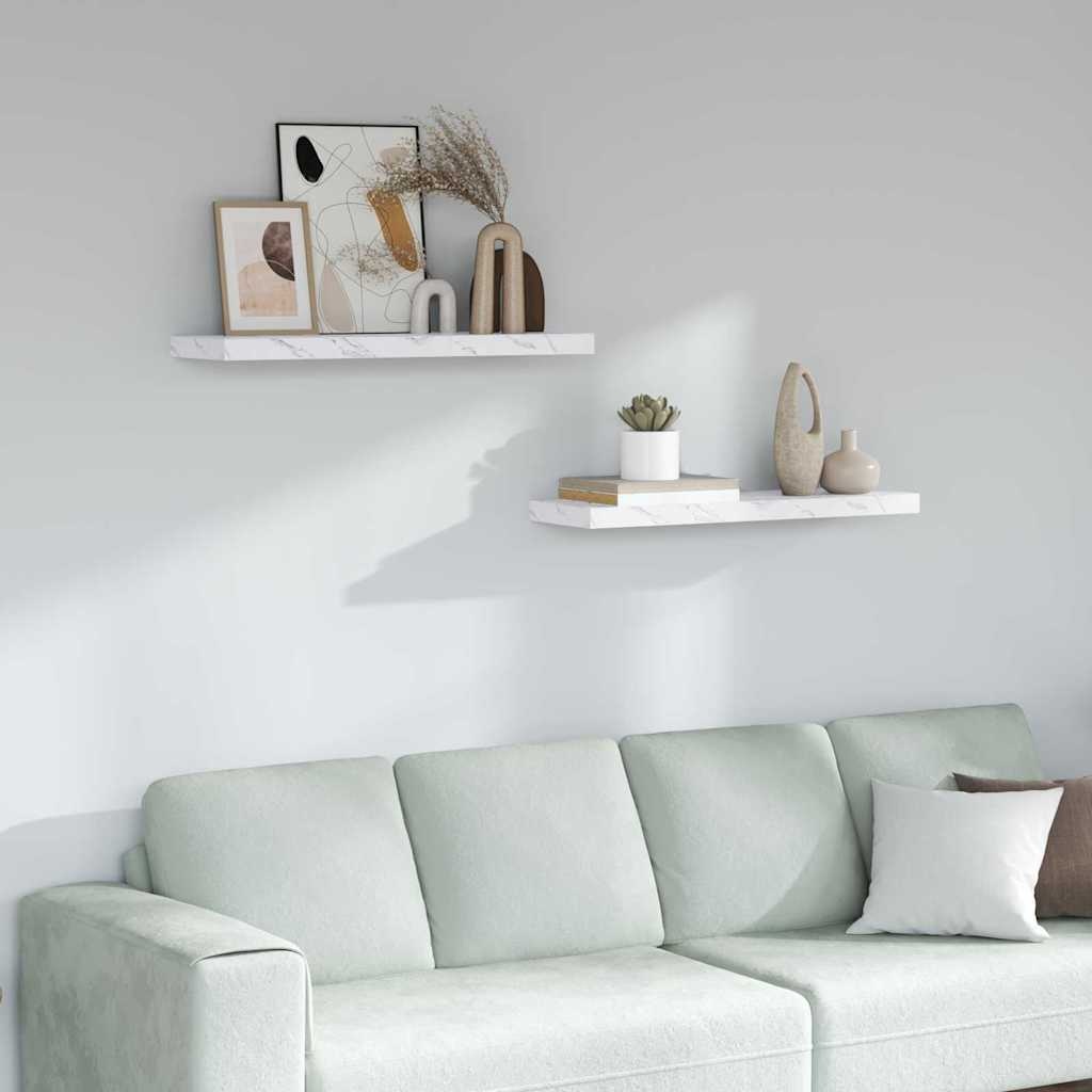 VidaXL Wandplank 2 pcs Wit Marmer 80 x 23,5 x 4 cm Bewerkt hout