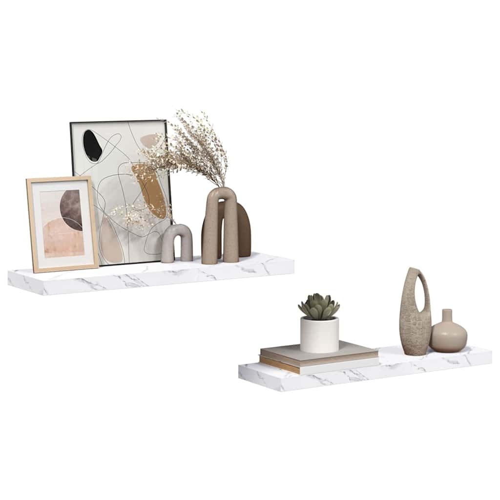VidaXL Wandplank 2 pcs Wit Marmer 80 x 23,5 x 4 cm Bewerkt hout