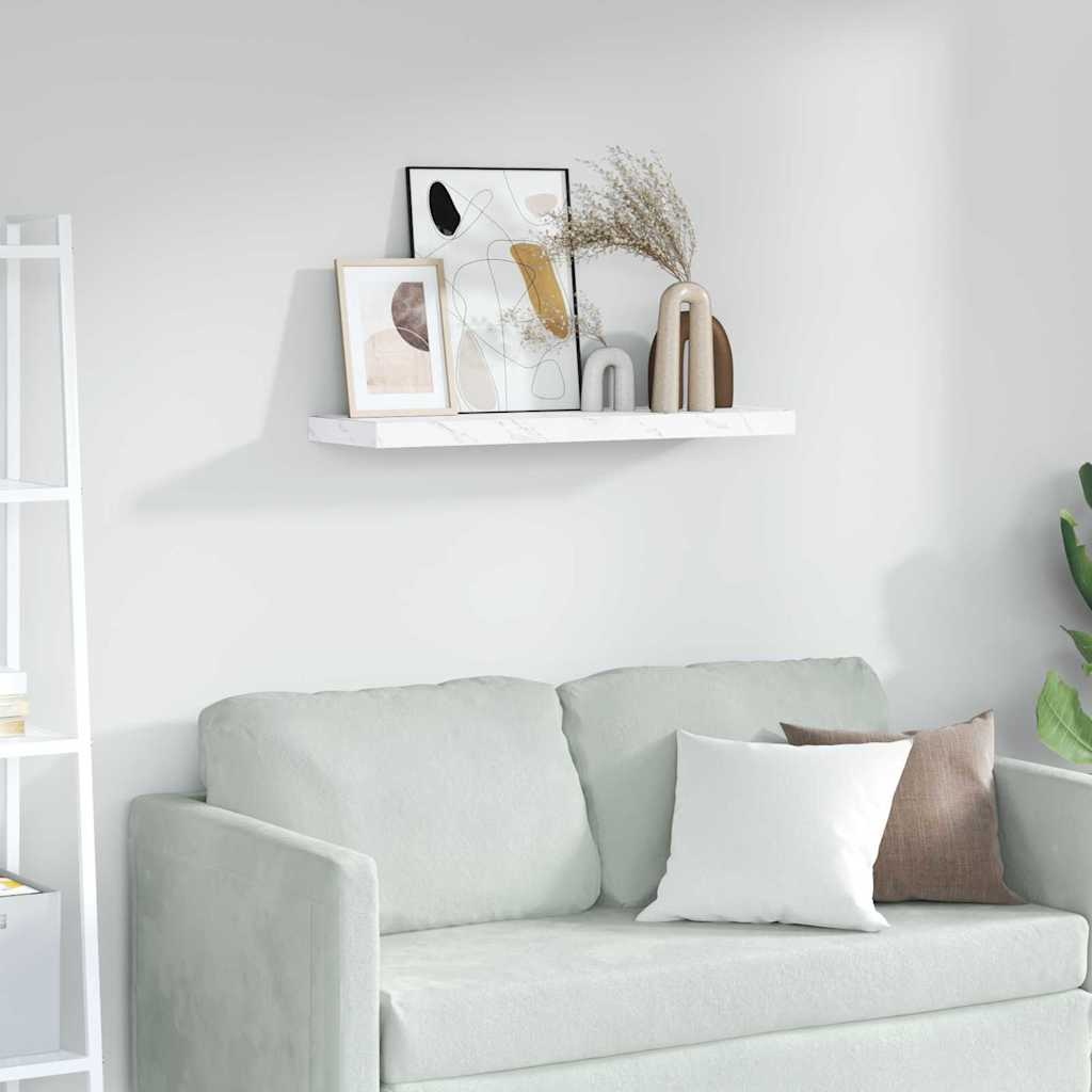 VidaXL Wandplank met opslag Wit Marmer 80 x 23,5 x 4 cm Bewerkt hout