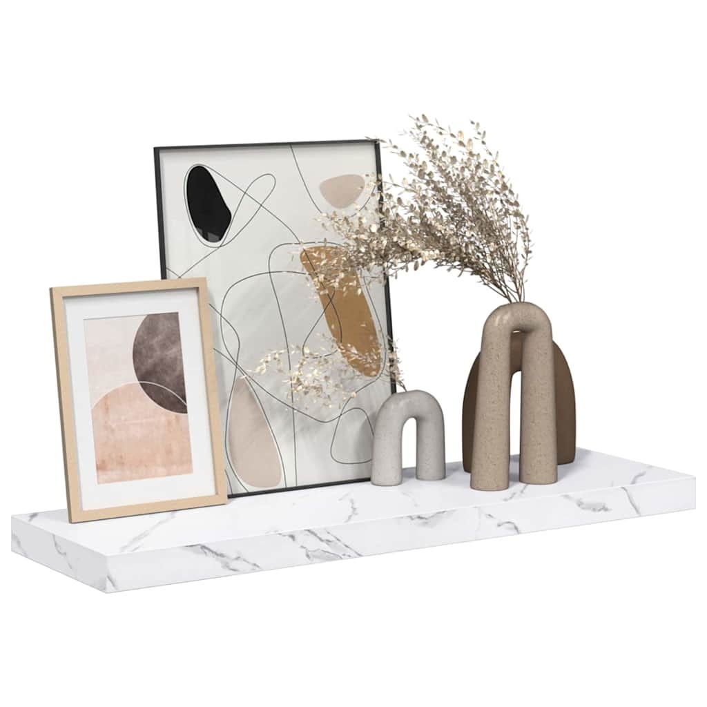 VidaXL Wandplank met opslag Wit Marmer 80 x 23,5 x 4 cm Bewerkt hout