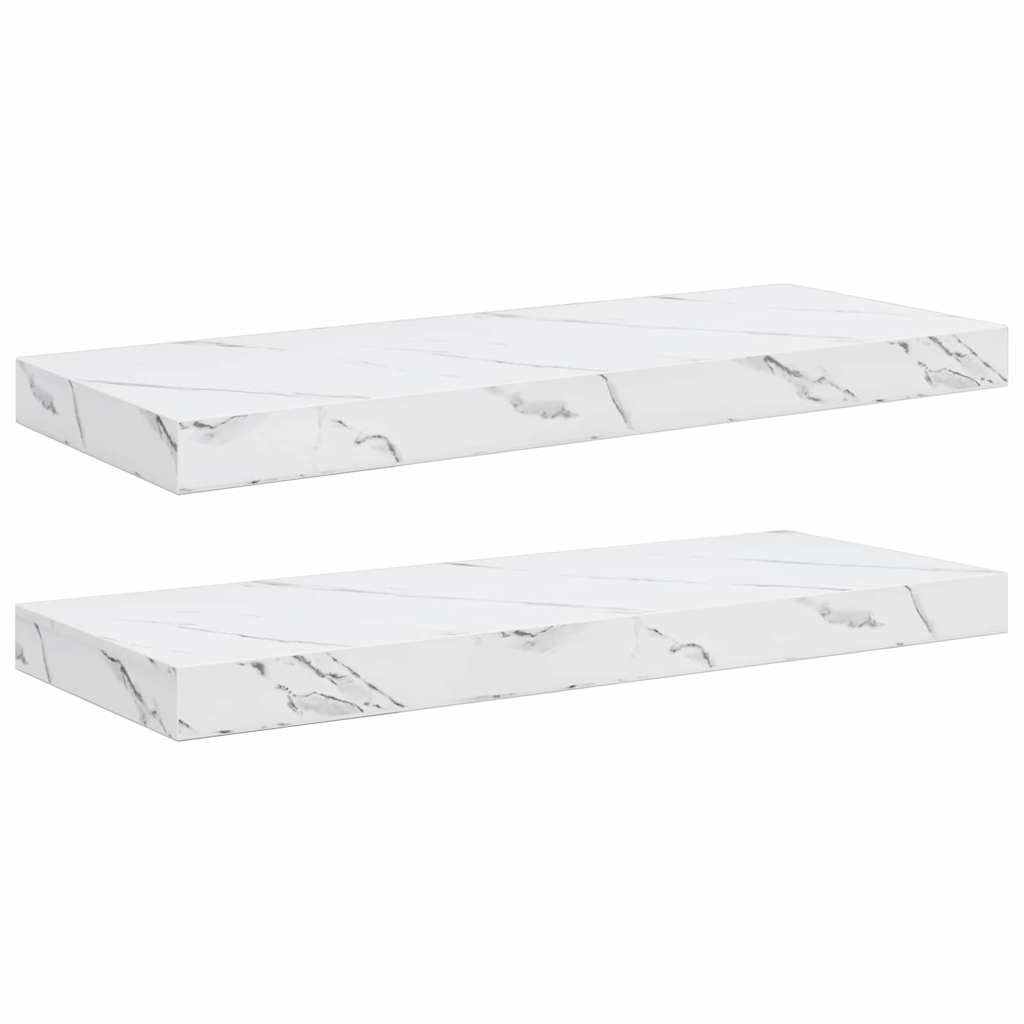VidaXL Wandplank 2 pcs Wit Marmer 60 x 23,5 x 4 cm Bewerkt hout