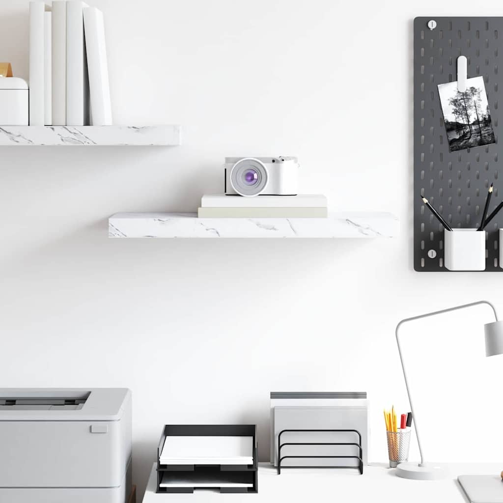 VidaXL Wandplank Wandgemonteerd Wit Marmer 50 x 23 x 4 cm Bewerkt hout