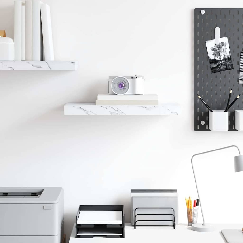 VidaXL Wandplank Wandgemonteerd Wit Marmer 50 x 23 x 4 cm Bewerkt hout