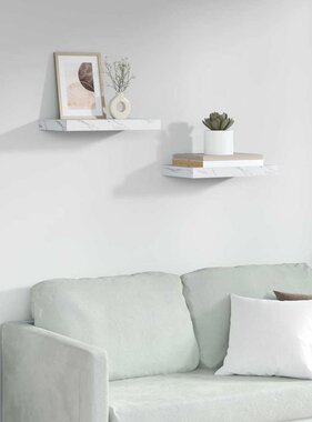 VidaXL Wandplank 2 pcs Wit Marmer 40 x 23,5 x 4 cm Bewerkt hout