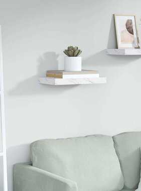 VidaXL Wandplank met opslag Wit Marmer 40 x 23,5 x 4 cm Bewerkt hout