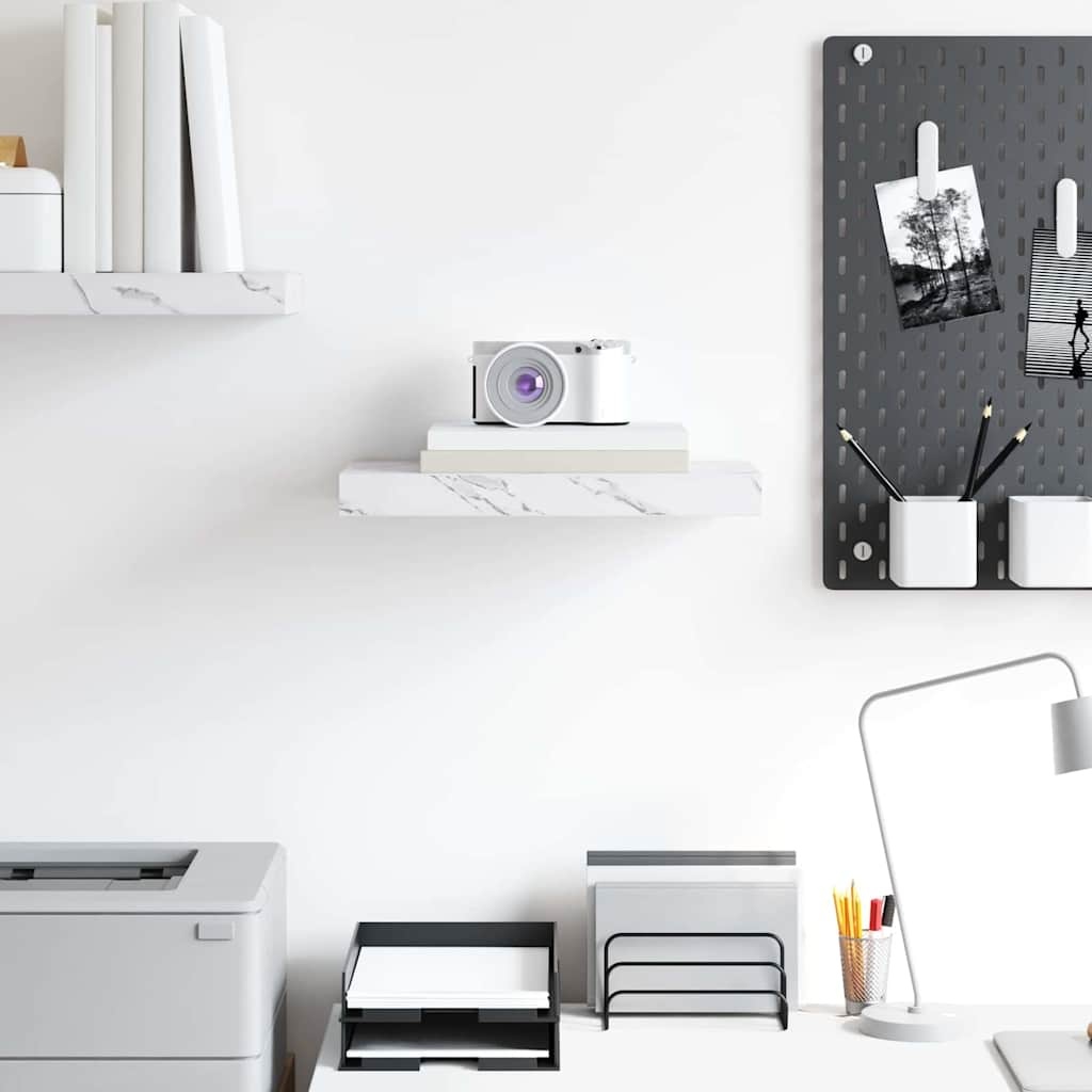 VidaXL Wandplank met opslag Wit Marmer 40 x 23,5 x 4 cm Bewerkt hout