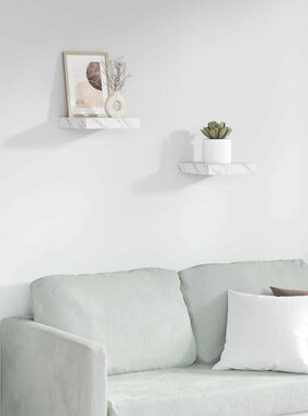 VidaXL Wandplank 2 pcs Wit Marmer 23 x 23,5 x 4 cm Bewerkt hout
