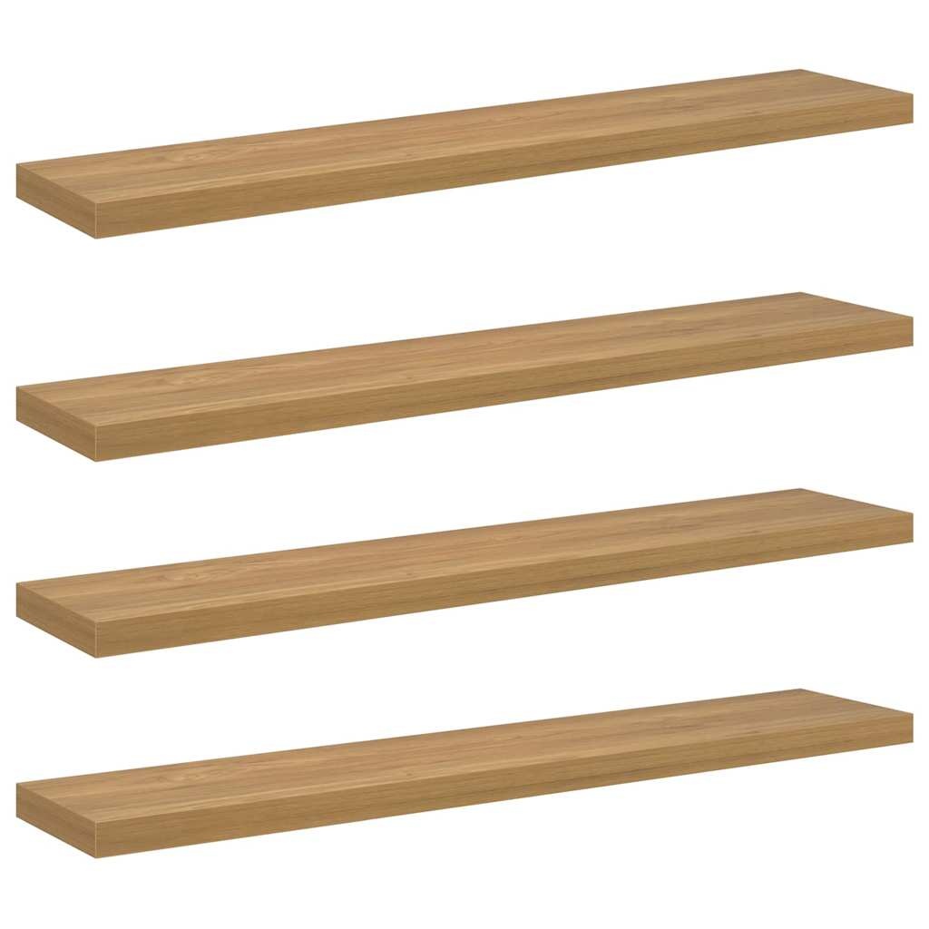 VidaXL Wandplank met opslag 4 pcs Bruin 120 x 23,5 x 4 cm Bewerkt hout