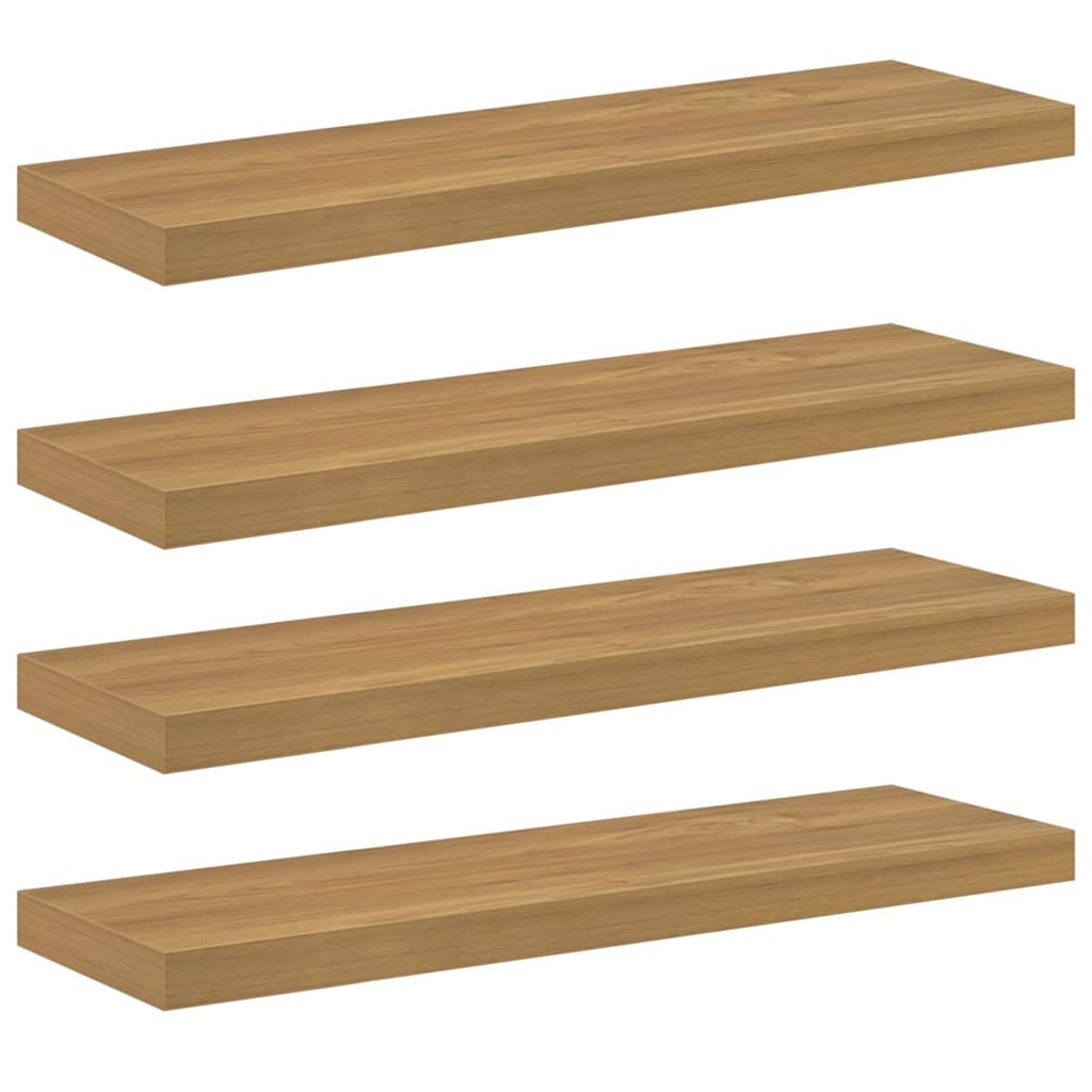VidaXL Wandplank met opslag 4 pcs Bruin 80 x 23,5 x 4 cm Bewerkt hout