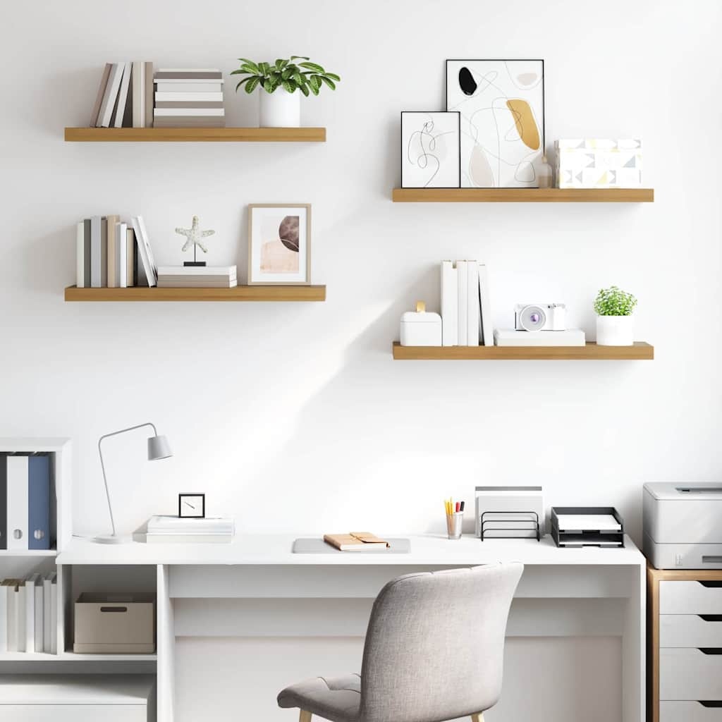 VidaXL Wandplank met opslag 4 pcs Bruin 80 x 23,5 x 4 cm Bewerkt hout