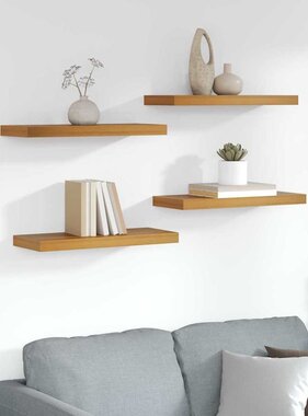 VidaXL Wandplank met opslag 4 pcs Bruin 50 x 23 x 4 cm Bewerkt hout