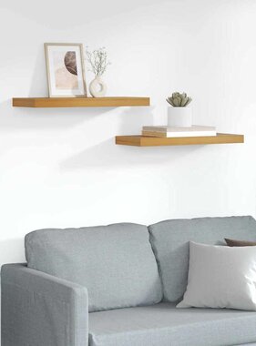 VidaXL Wandplank met opslag 2 pcs Bruin 50 x 23 x 4 cm Bewerkt hout
