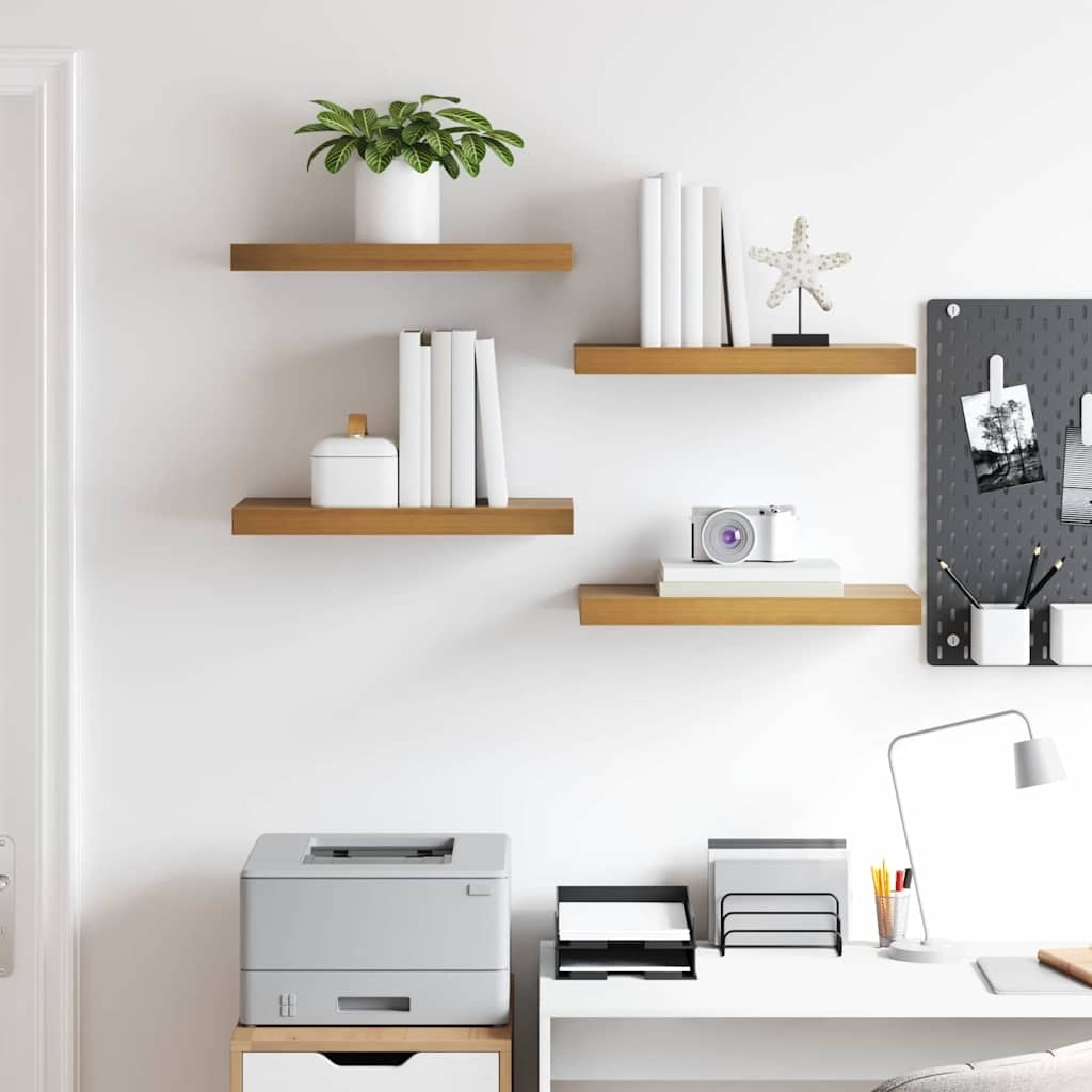 VidaXL Wandplank met opslag 4 pcs Bruin 50 x 23 x 4 cm Bewerkt hout