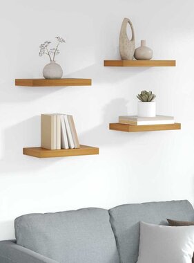 VidaXL Wandplank met opslag 4 pcs Bruin 40 x 23,5 x 4 cm Bewerkt hout