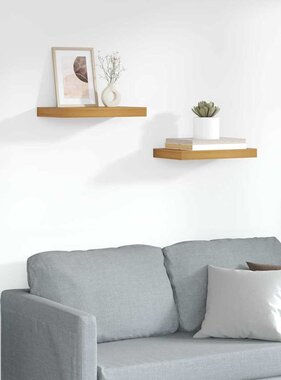 VidaXL Wandplank met opslag 2 pcs Bruin 40 x 23,5 x 4 cm Bewerkt hout