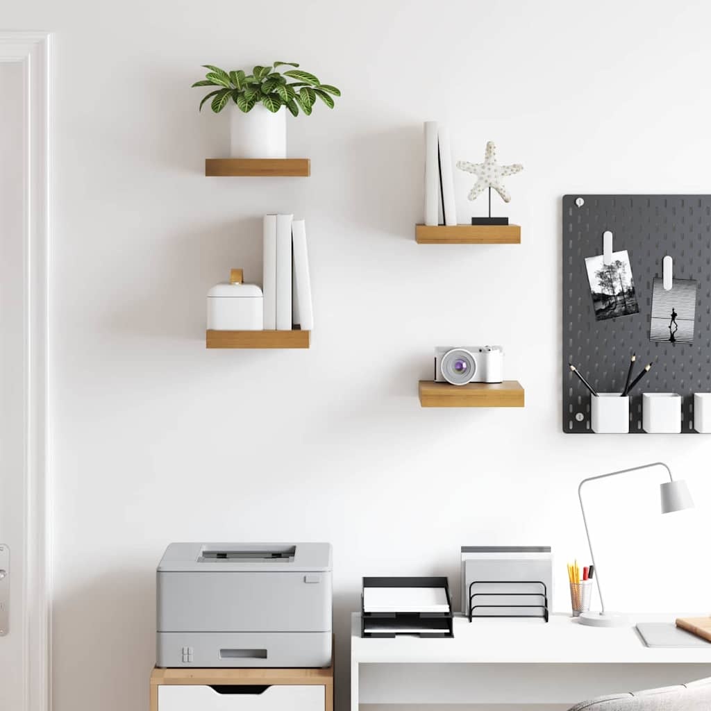 VidaXL Wandplank met opslag 4 pcs Bruin 23 x 23,5 x 4 cm Bewerkt hout