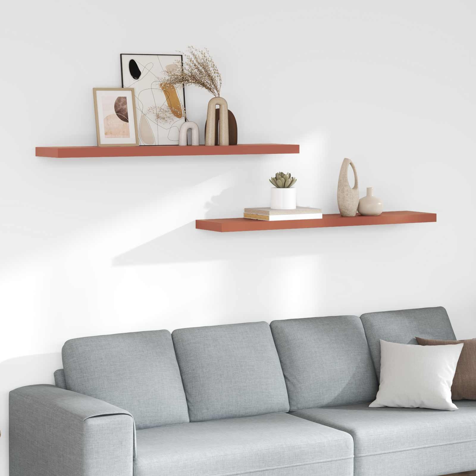 VidaXL Wandplank met opslag 2 pcs Rood 120 x 23,5 x 4 cm Bewerkt hout