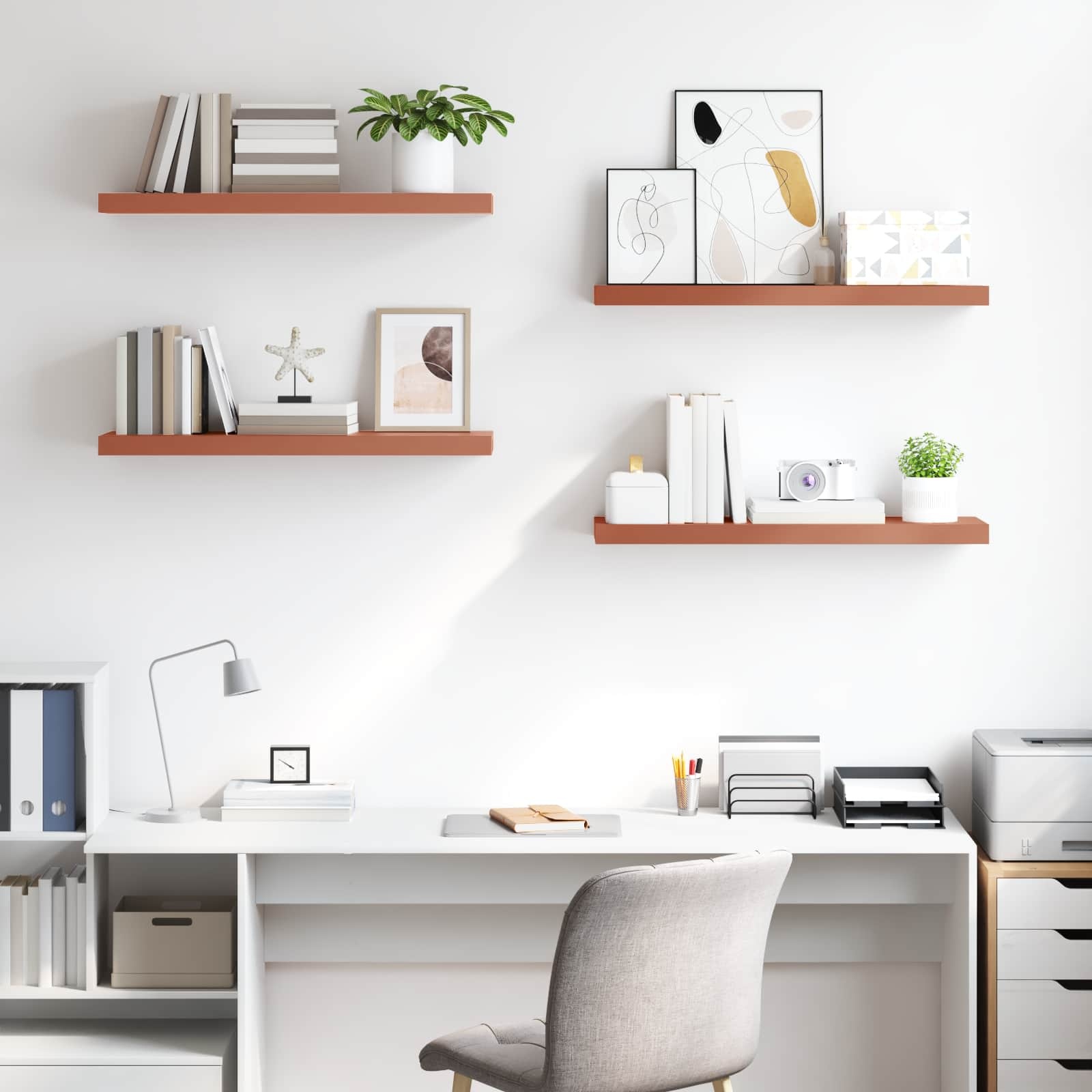 VidaXL Wandplank met opslag 4 pcs Rood 90 x 23,5 x 4 cm Bewerkt hout