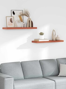 VidaXL Wandplank met opslag 2 pcs Rood 90 x 23,5 x 4 cm Bewerkt hout