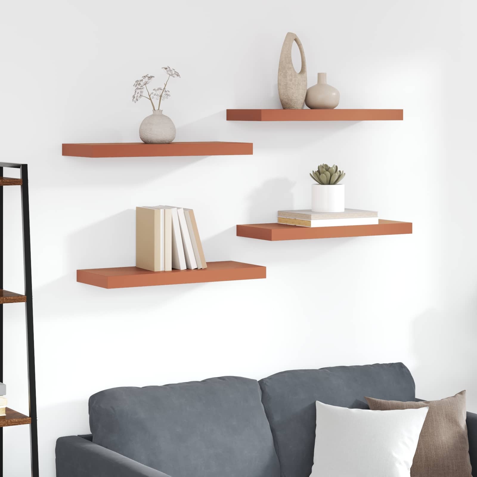 VidaXL Wandplank Wandgemonteerd 4 pcs Rood 50 x 23 x 4 cm Bewerkt hout