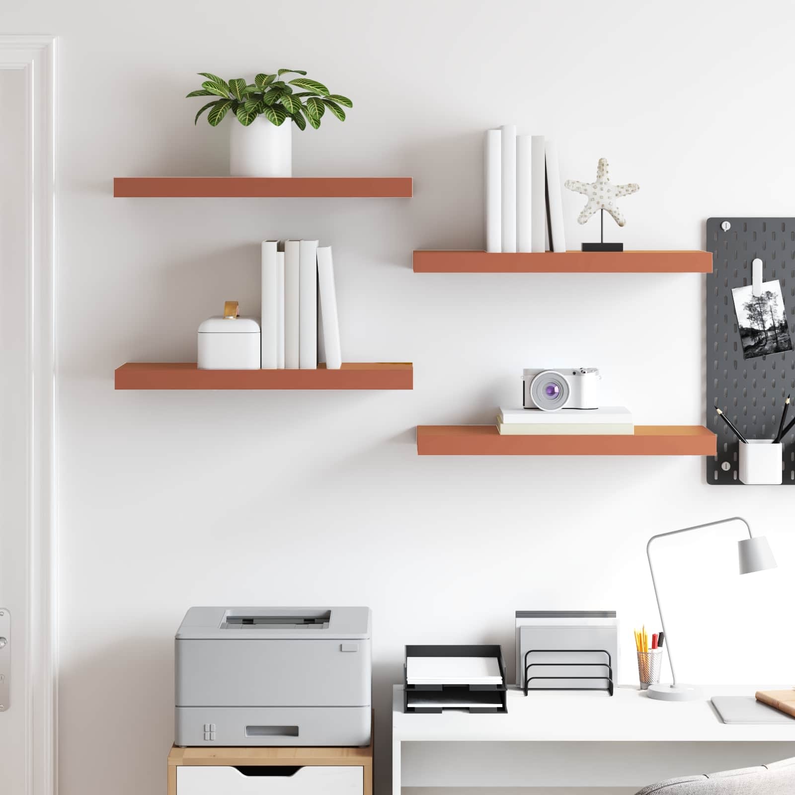 VidaXL Wandplank Wandgemonteerd 4 pcs Rood 50 x 23 x 4 cm Bewerkt hout