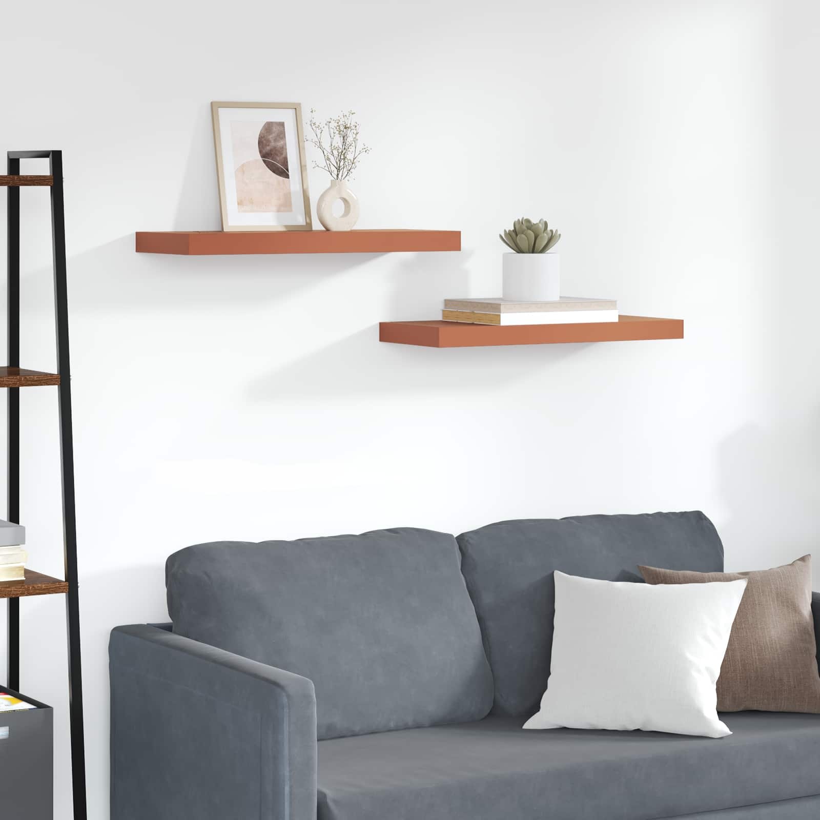 VidaXL Wandplank Wandgemonteerd 2 pcs Rood 50 x 23 x 4 cm Bewerkt hout