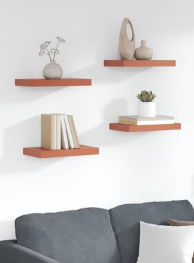VidaXL Wandplank met opslag 4 pcs Rood 40 x 23,5 x 4 cm Bewerkt hout