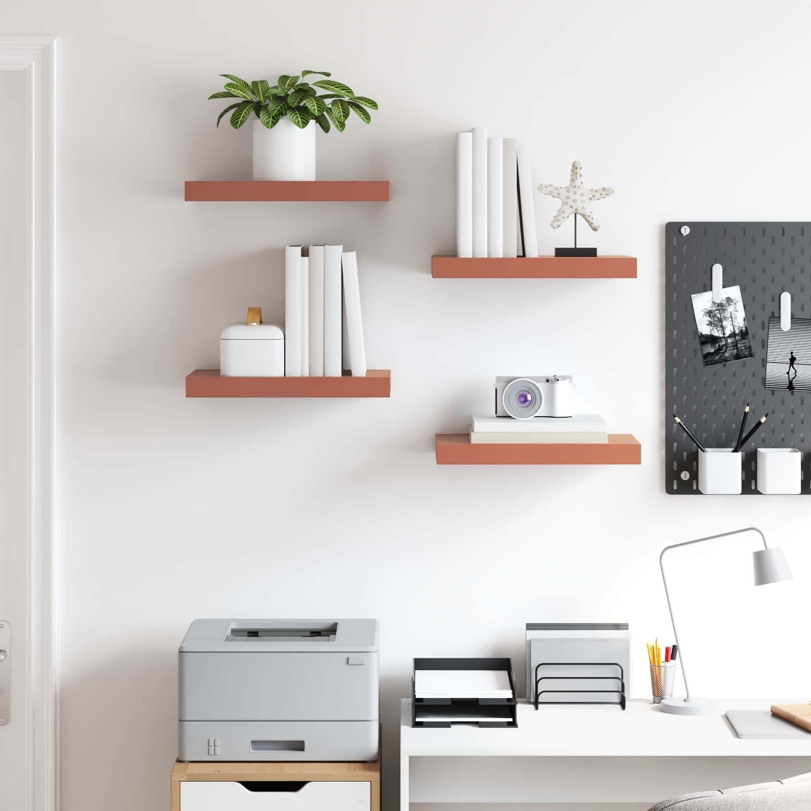 VidaXL Wandplank met opslag 4 pcs Rood 40 x 23,5 x 4 cm Bewerkt hout