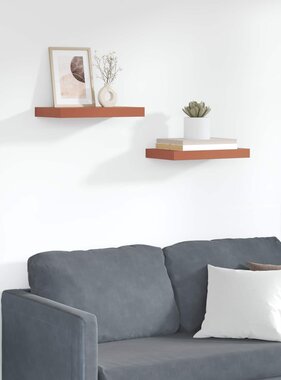 VidaXL Wandplank met opslag 2 pcs Rood 40 x 23,5 x 4 cm Bewerkt hout