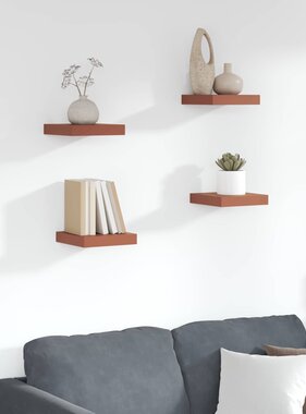 VidaXL Wandplank met opslag 4 pcs Rood 23 x 23,5 x 4 cm Bewerkt hout