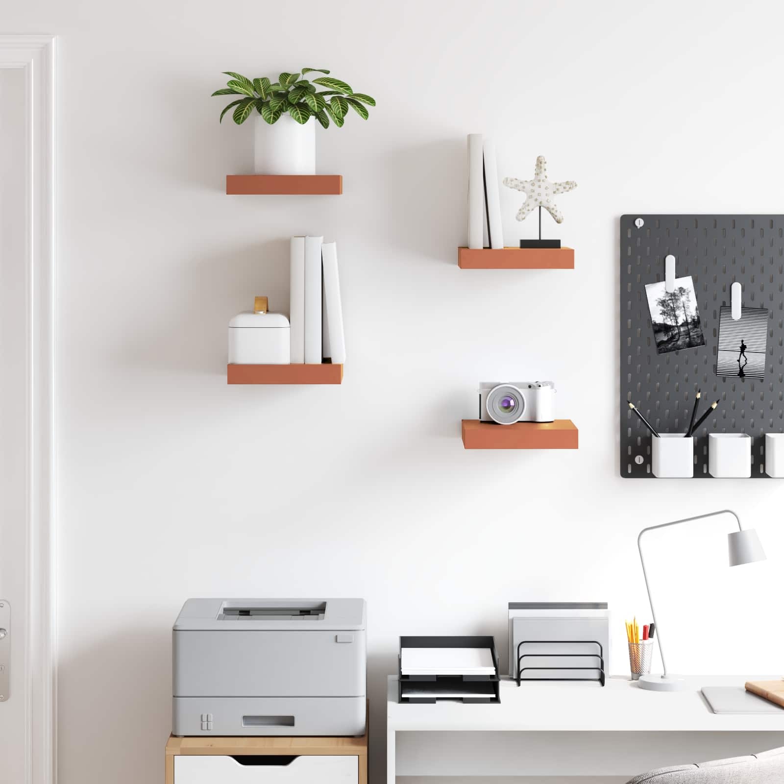 VidaXL Wandplank met opslag 4 pcs Rood 23 x 23,5 x 4 cm Bewerkt hout