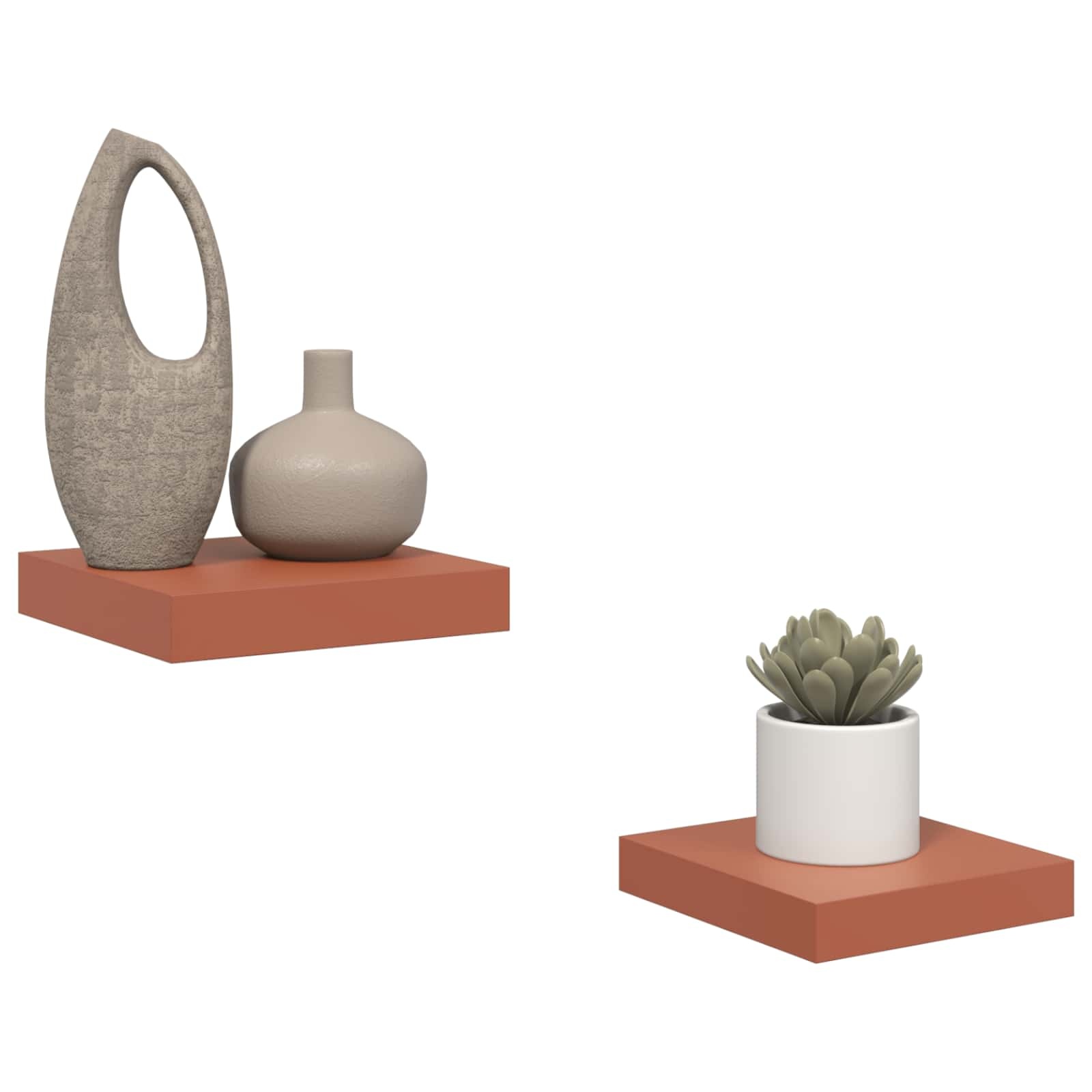 VidaXL Wandplank met opslag 2 pcs Rood 23 x 23,5 x 4 cm Bewerkt hout