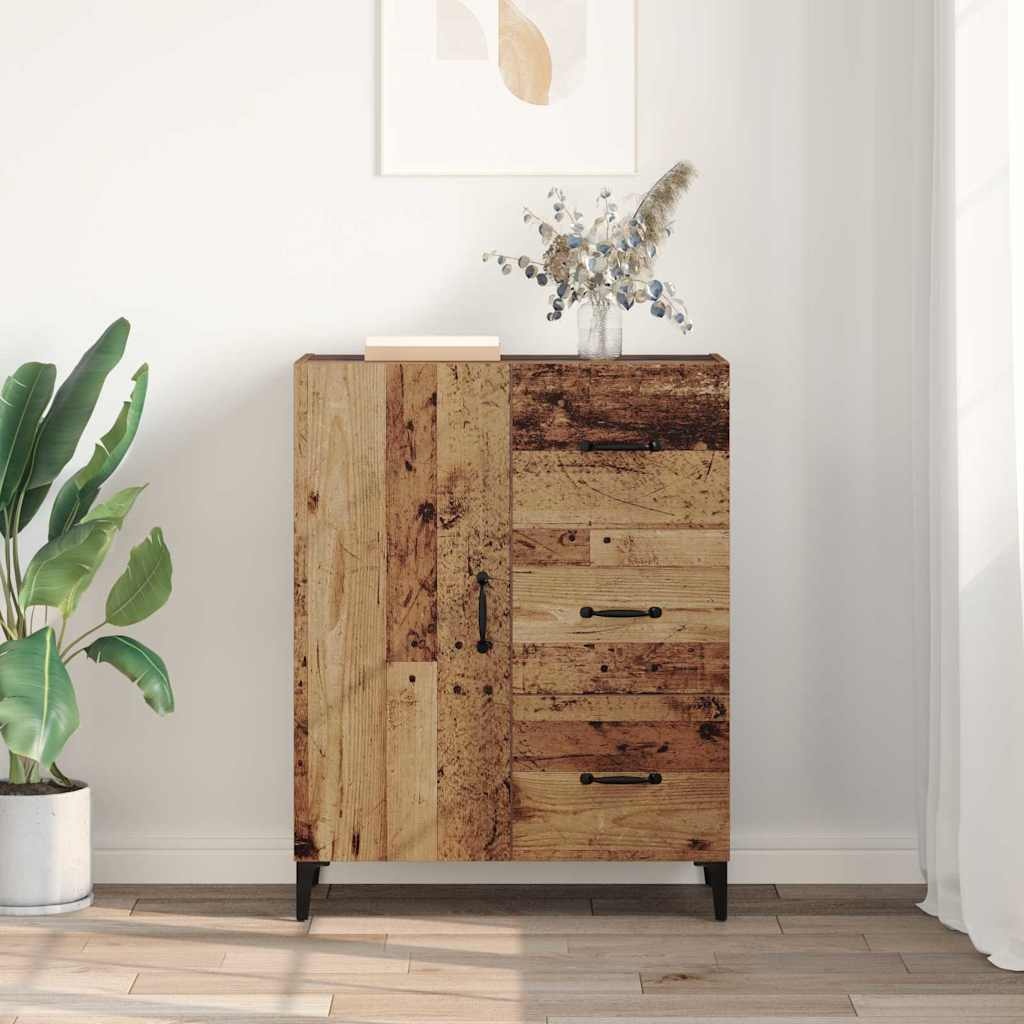 VidaXL Dressoir met lade Oudhout 69,5 x 34 x 90 cm Bewerkt hout