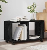 VidaXL Bijzettafel met wiel Zwart Eiken 72 x 33 x 42,5 cm Bewerkt hout