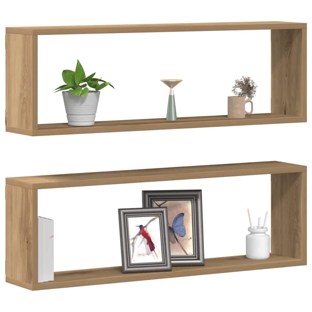 VidaXL Wandplank 2 pcs Ambachtelijk eiken 80 x 15 x 26 cm Bewerkt hout