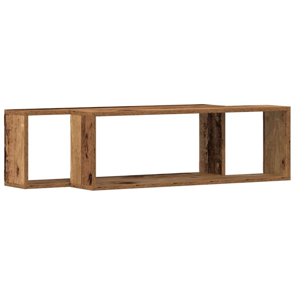 VidaXL Wandplank 2 pcs Oude hout 80 x 15 x 26 cm Bewerkt hout