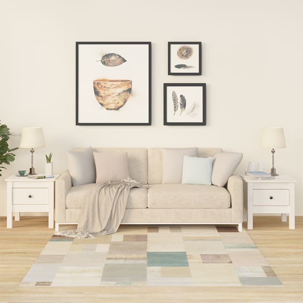 VidaXL Bijzettafels 2 st 40x40x39 cm massief grenenhout wit