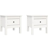 VidaXL Bijzettafels 2 st 40x40x39 cm massief grenenhout wit