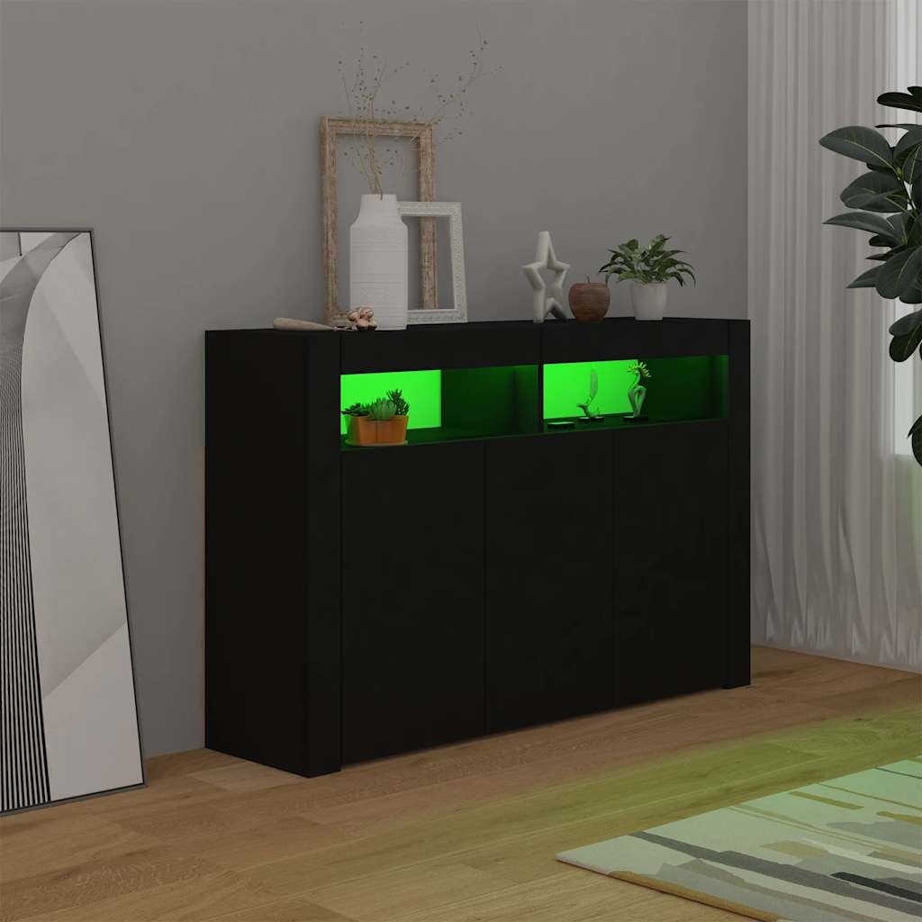 VidaXL Dressoir met LED-verlichting 115,5x30x75 cm zwart